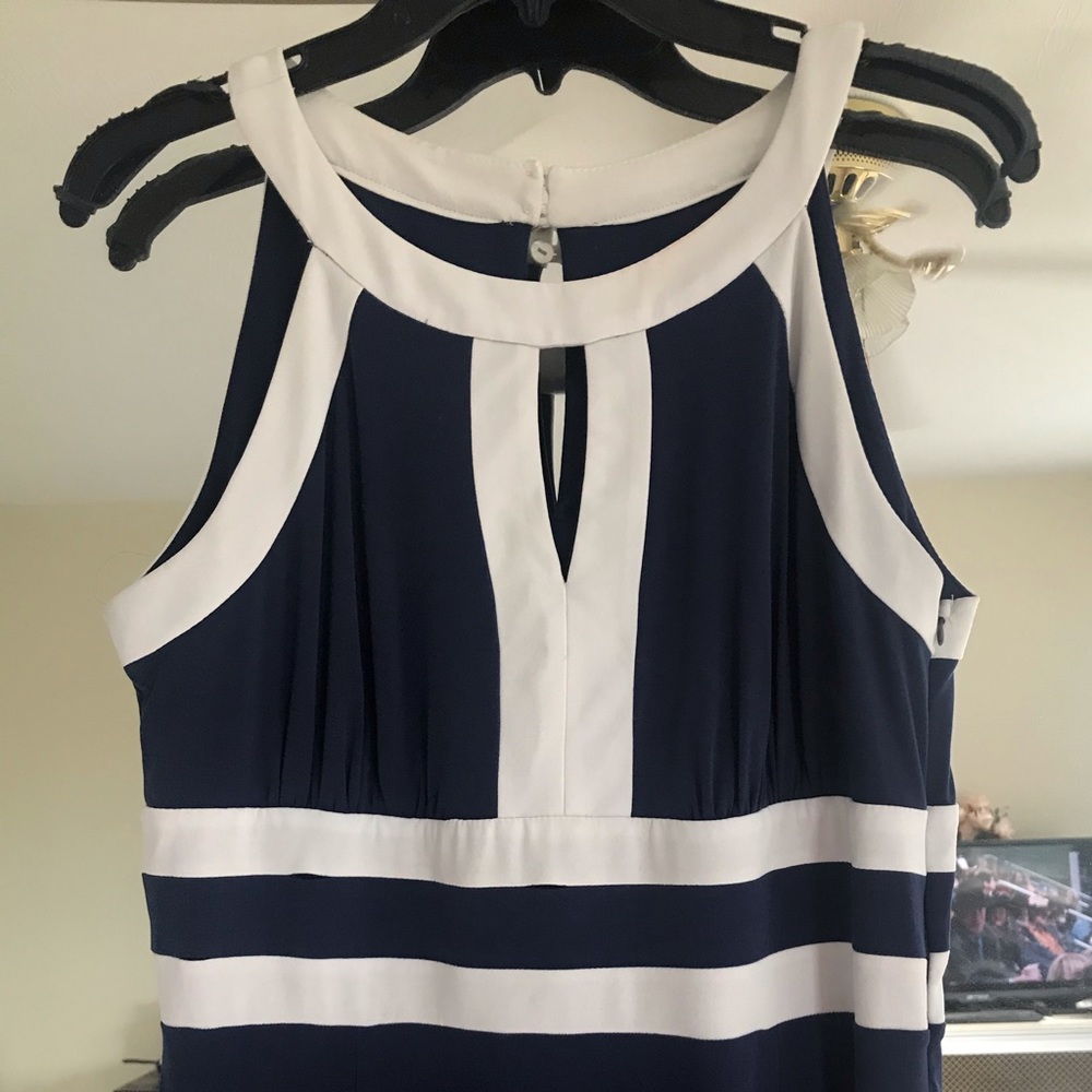 Navy Blue/White long dress.